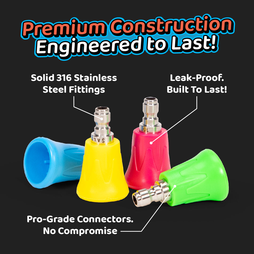 4x High Pressure Anti-Scratch Nozzles (0º, 15º, 25º,40º)