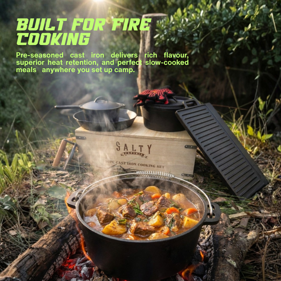 10pc Cast Iron Campfire Cook Set