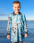 Salty Captain Fishing Shirt - Kids - Blue