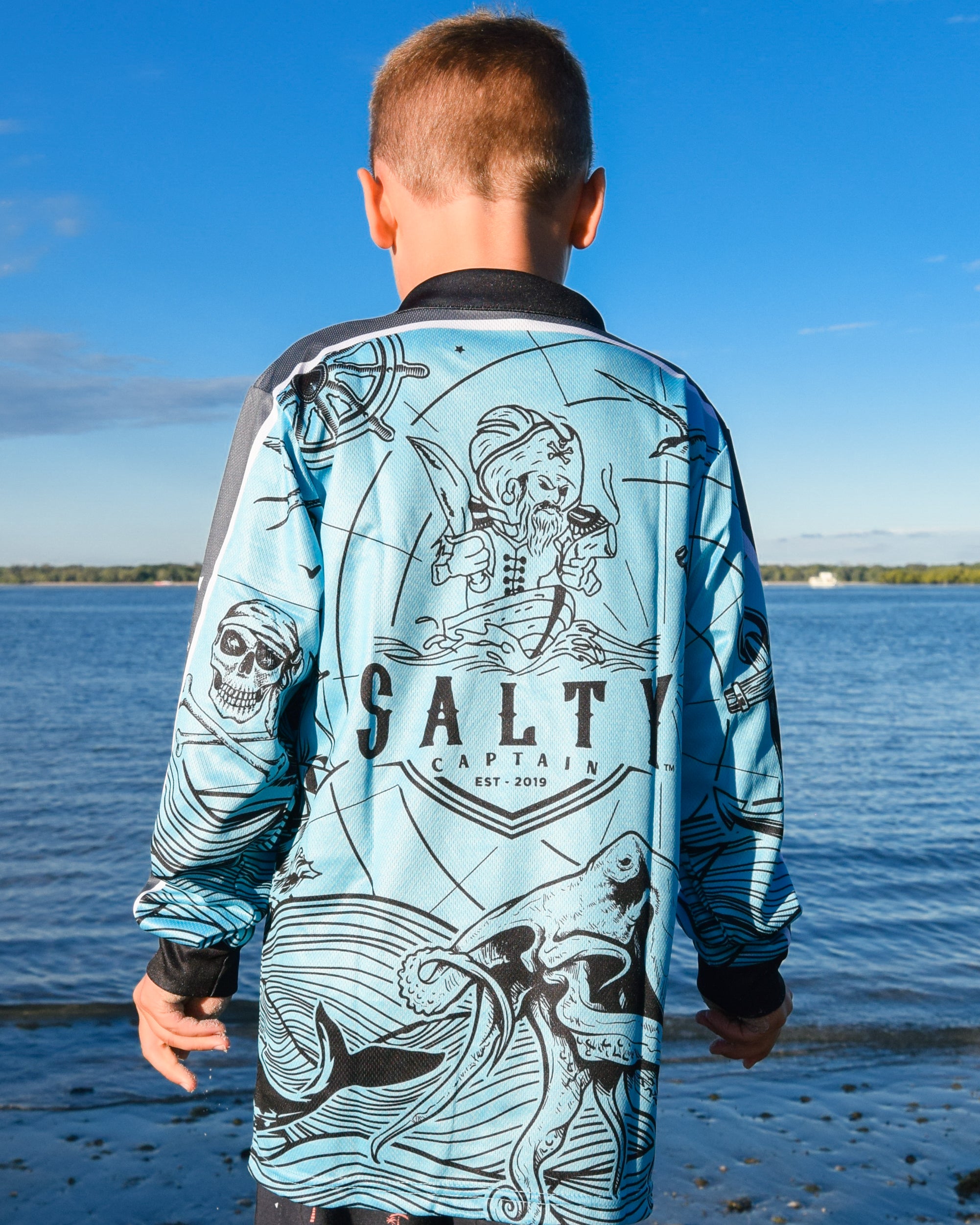 Salty Captain Fishing Shirt - Kids - Blue