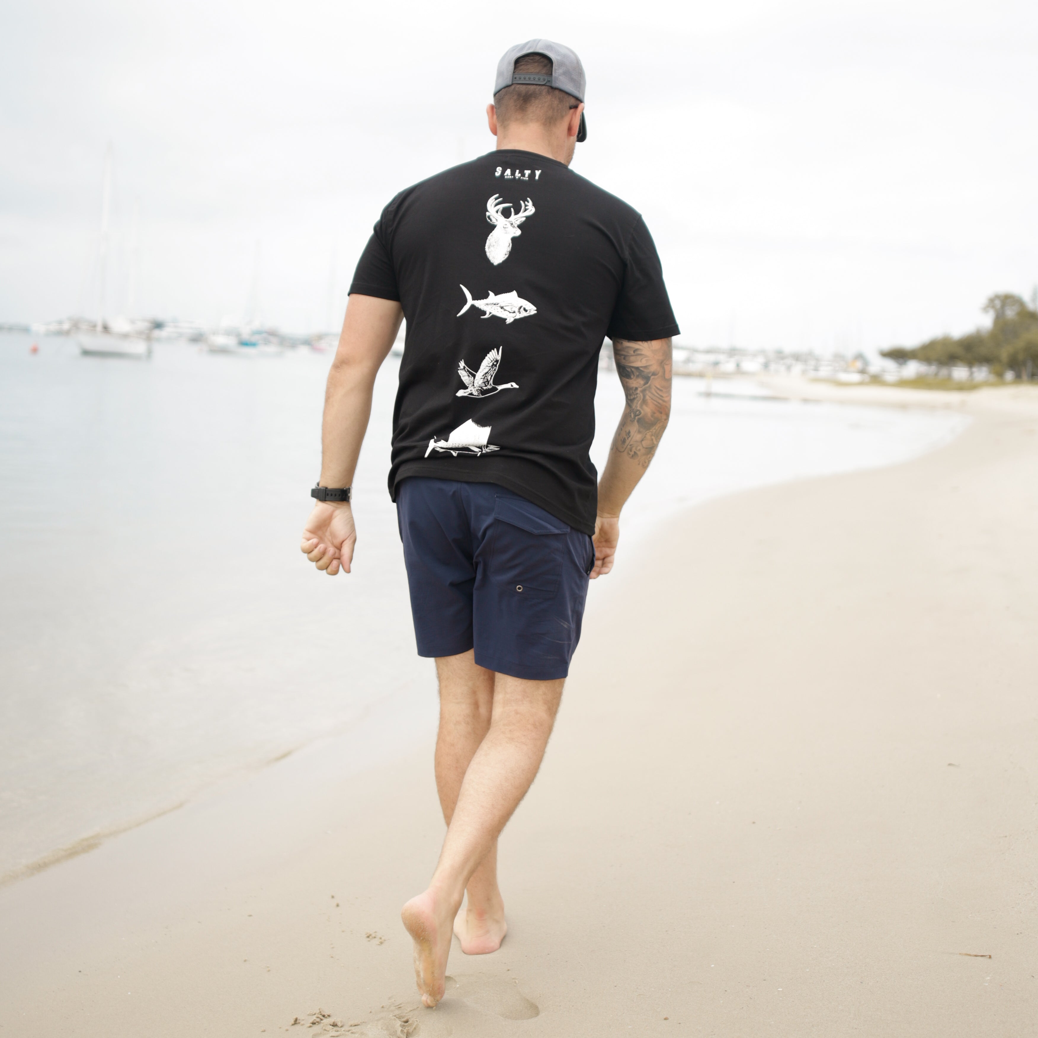 Salty Hunt 'n' Fish Staple Tee - Pitch Black