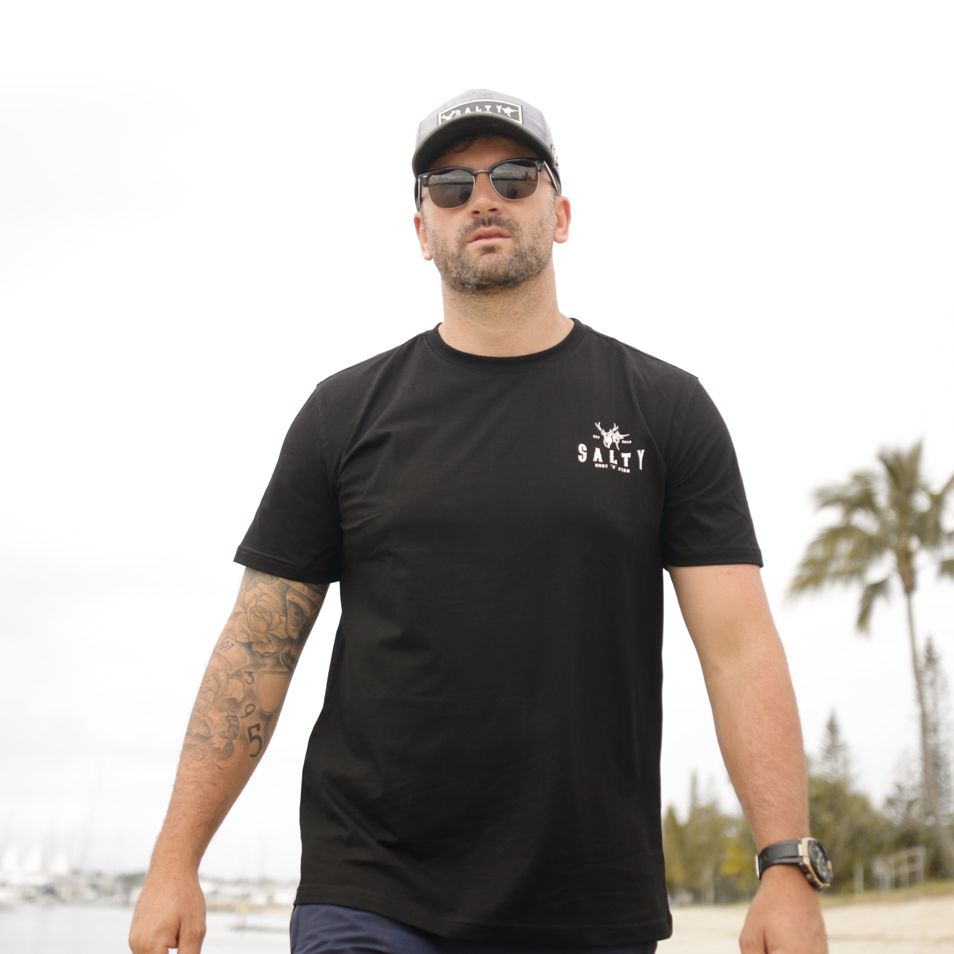 Salty Hunt 'n' Fish Staple Tee - Pitch Black