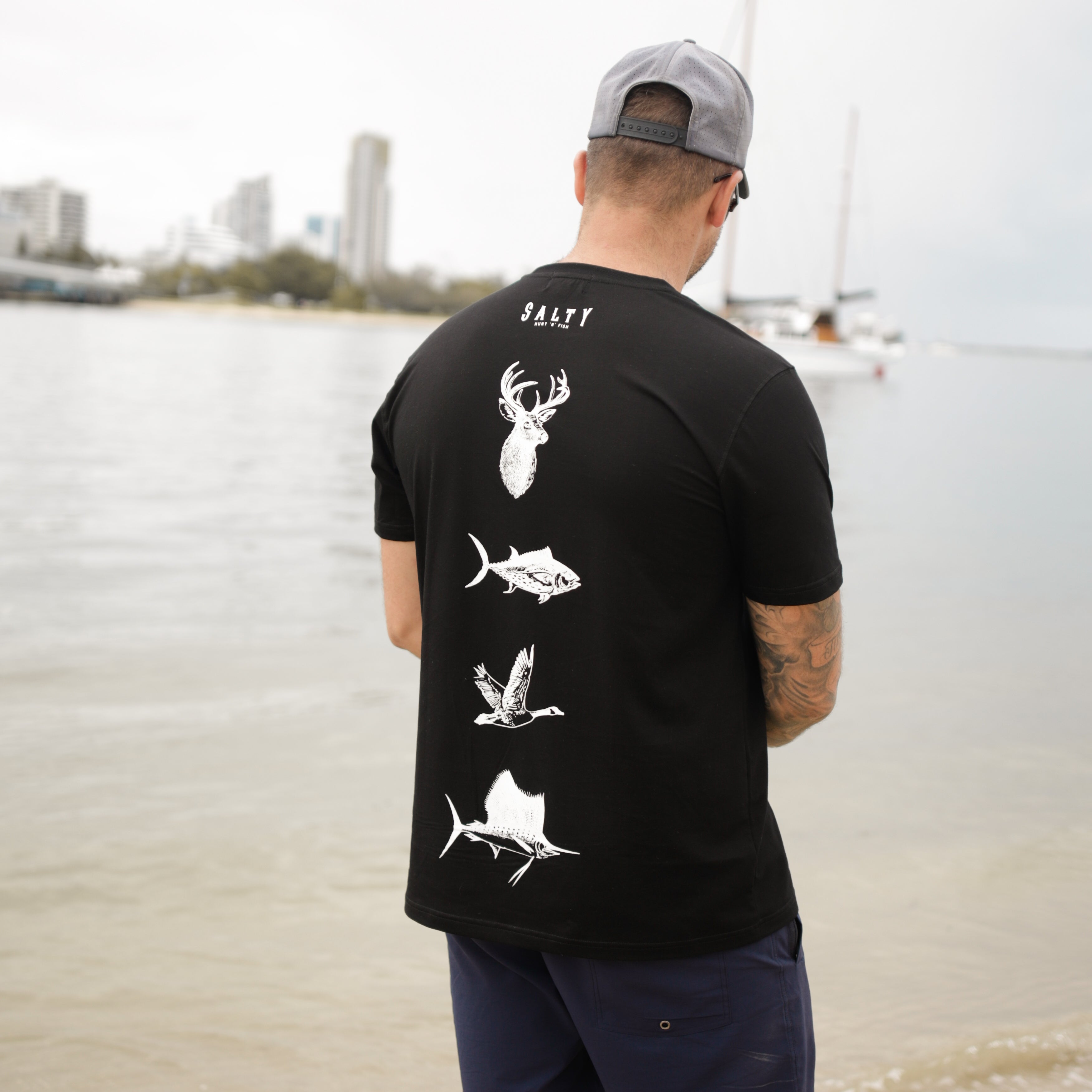 Salty Hunt 'n' Fish Staple Tee - Pitch Black