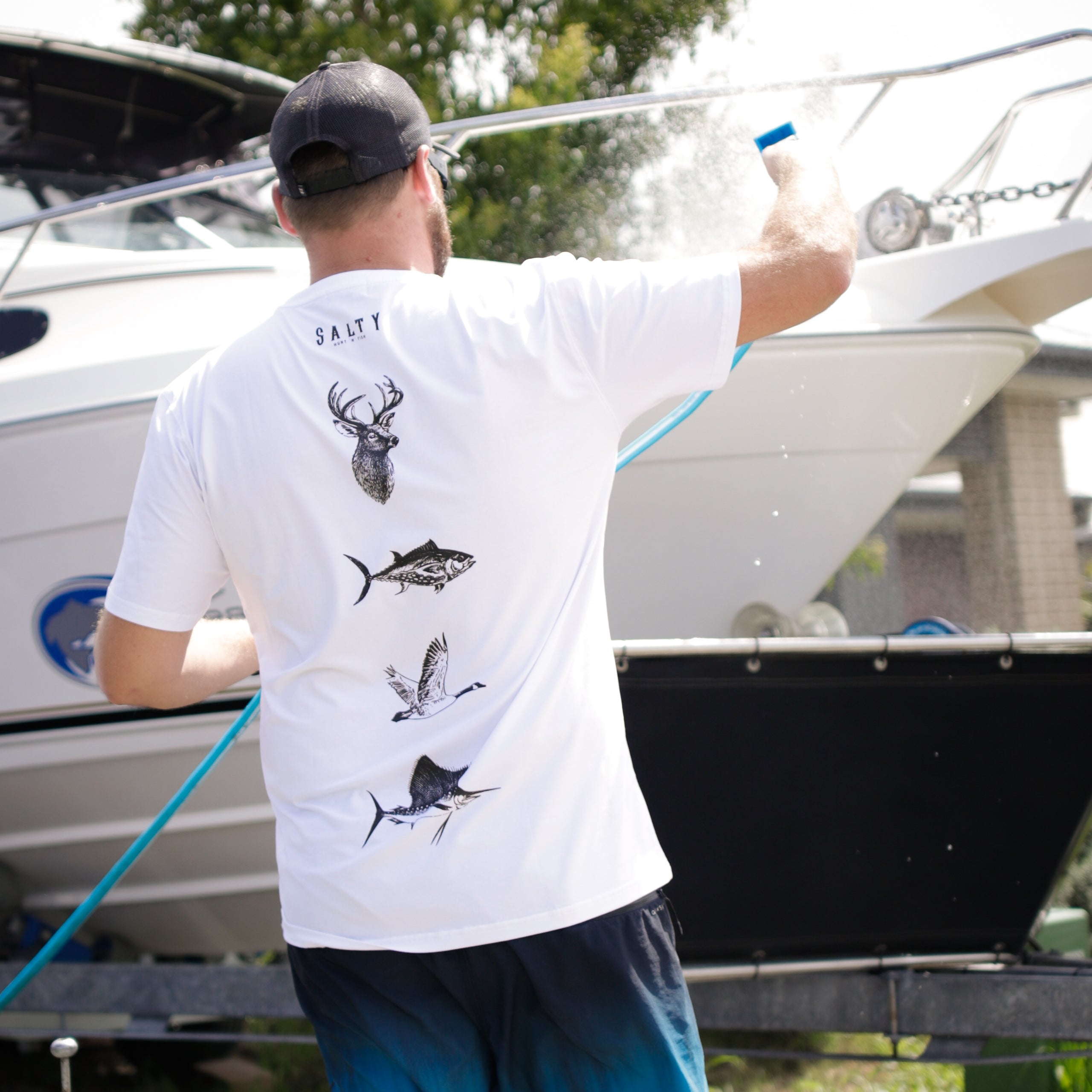 Salty Hunt 'n' Fish Staple Tee - Iceberg White