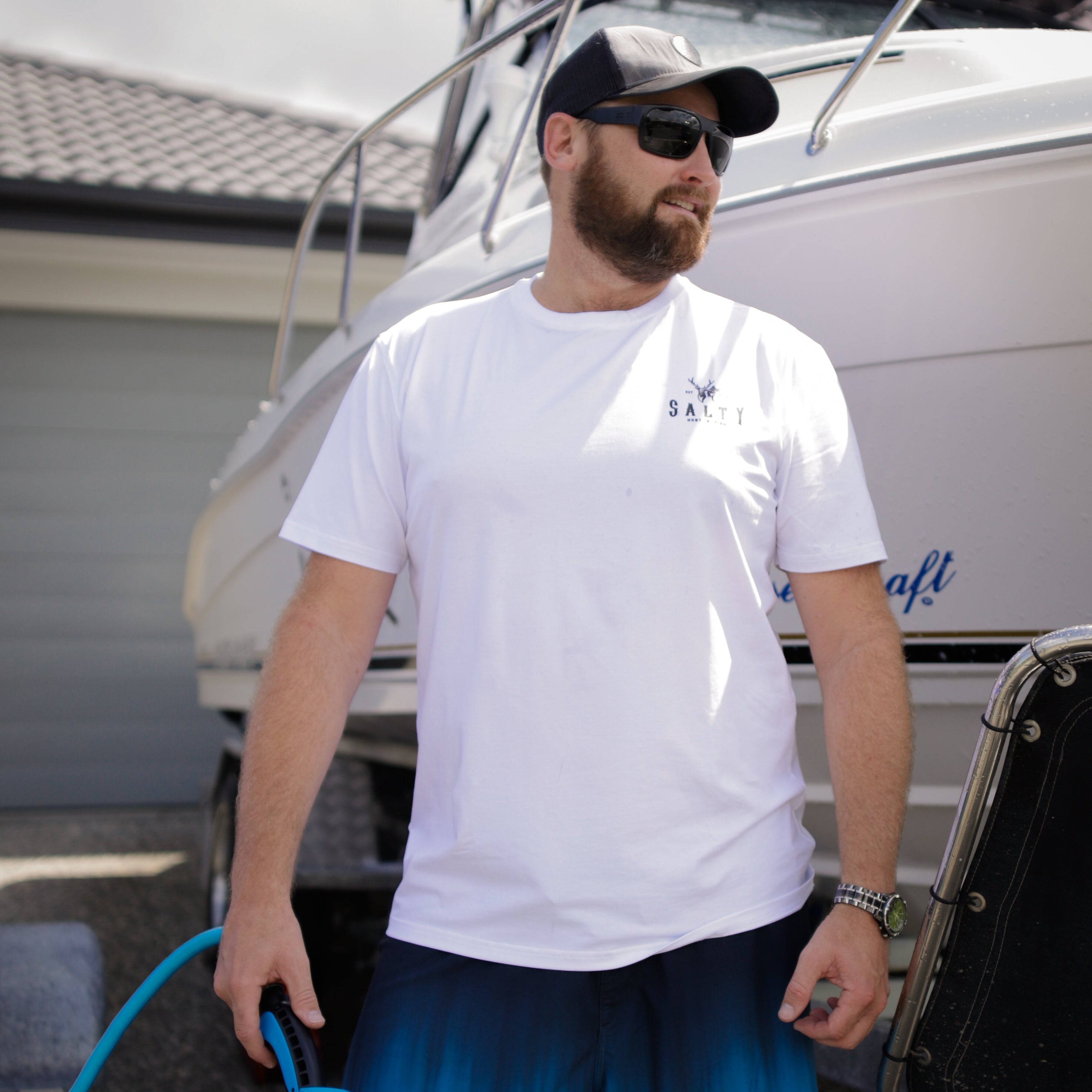 Salty Hunt 'n' Fish Staple Tee - Iceberg White