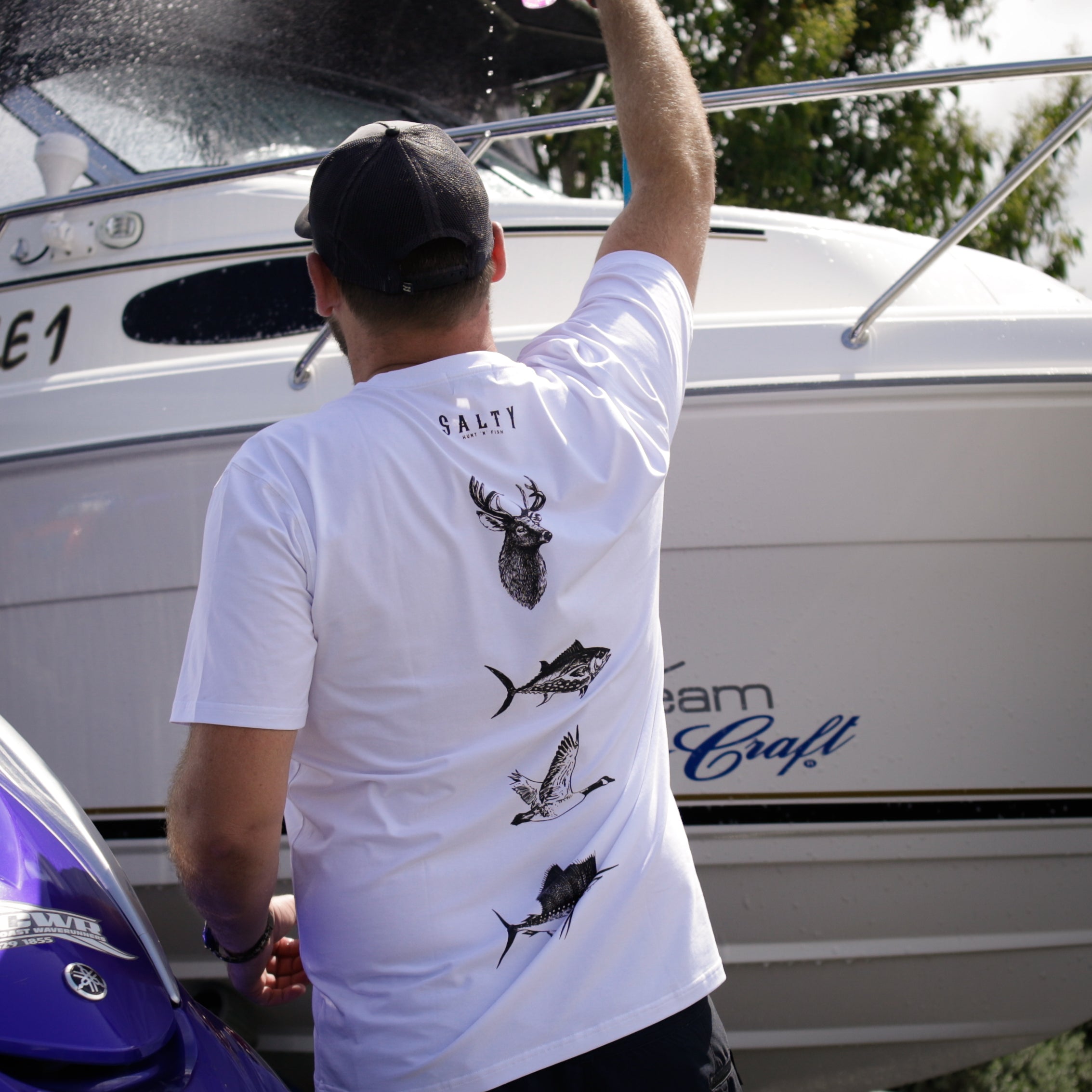 Salty Hunt 'n' Fish Staple Tee - Iceberg White