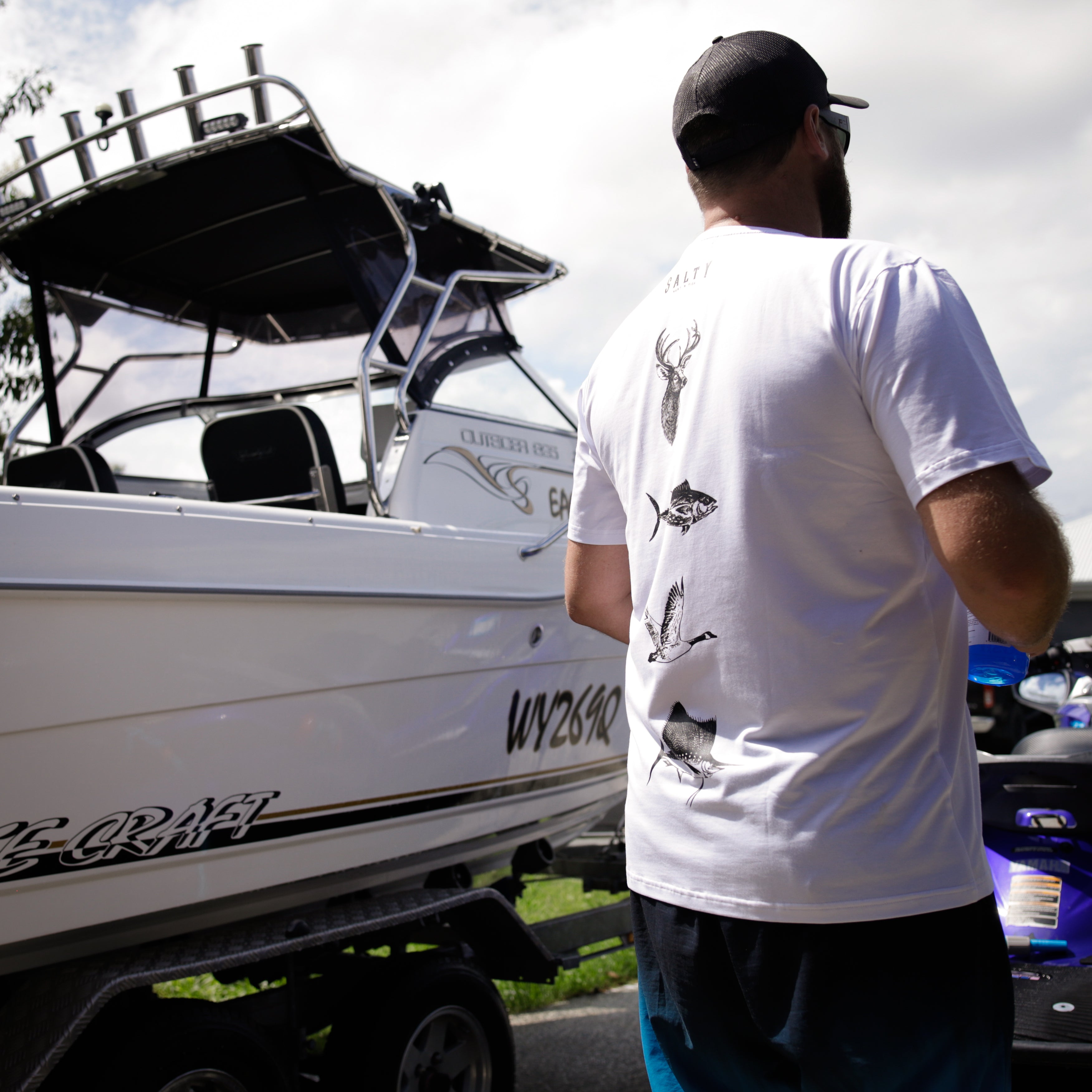 Salty Hunt 'n' Fish Staple Tee - Iceberg White